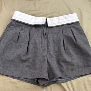 Babaton Gray Women's Shorts with White Waistband